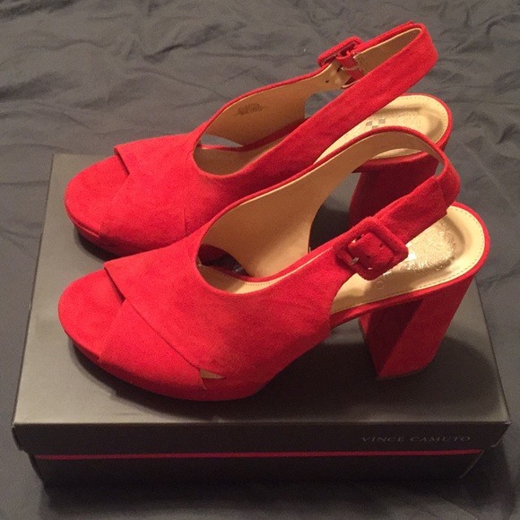 Vince Camuto Shoes - VINCE CAMUTO RED JAVASAN PLATFORM SHOES